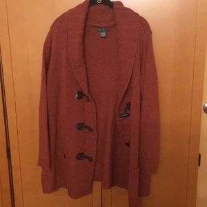 Oversized Red Cardigan with Toggle Closures